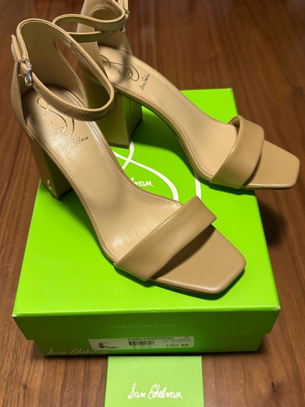 Sam Edelman Tan Ankle-Strap Block Heel Sandals